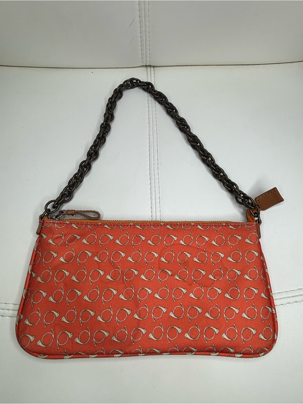 J. Crew Designer Orange Patterned Shoulder Bag Pouch